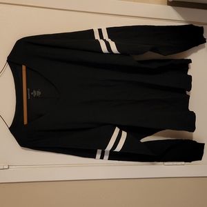 Boxercraft Black White Stripes on Sleeves Slub V-Neck Slub Shirt